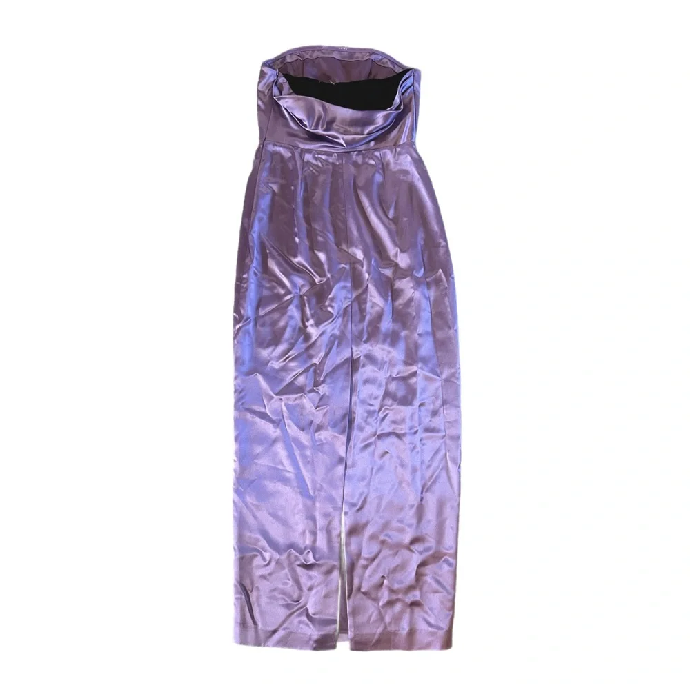 NWT MILLY Riva Hammered Satin Strapless Dress - Picture 4 of 10